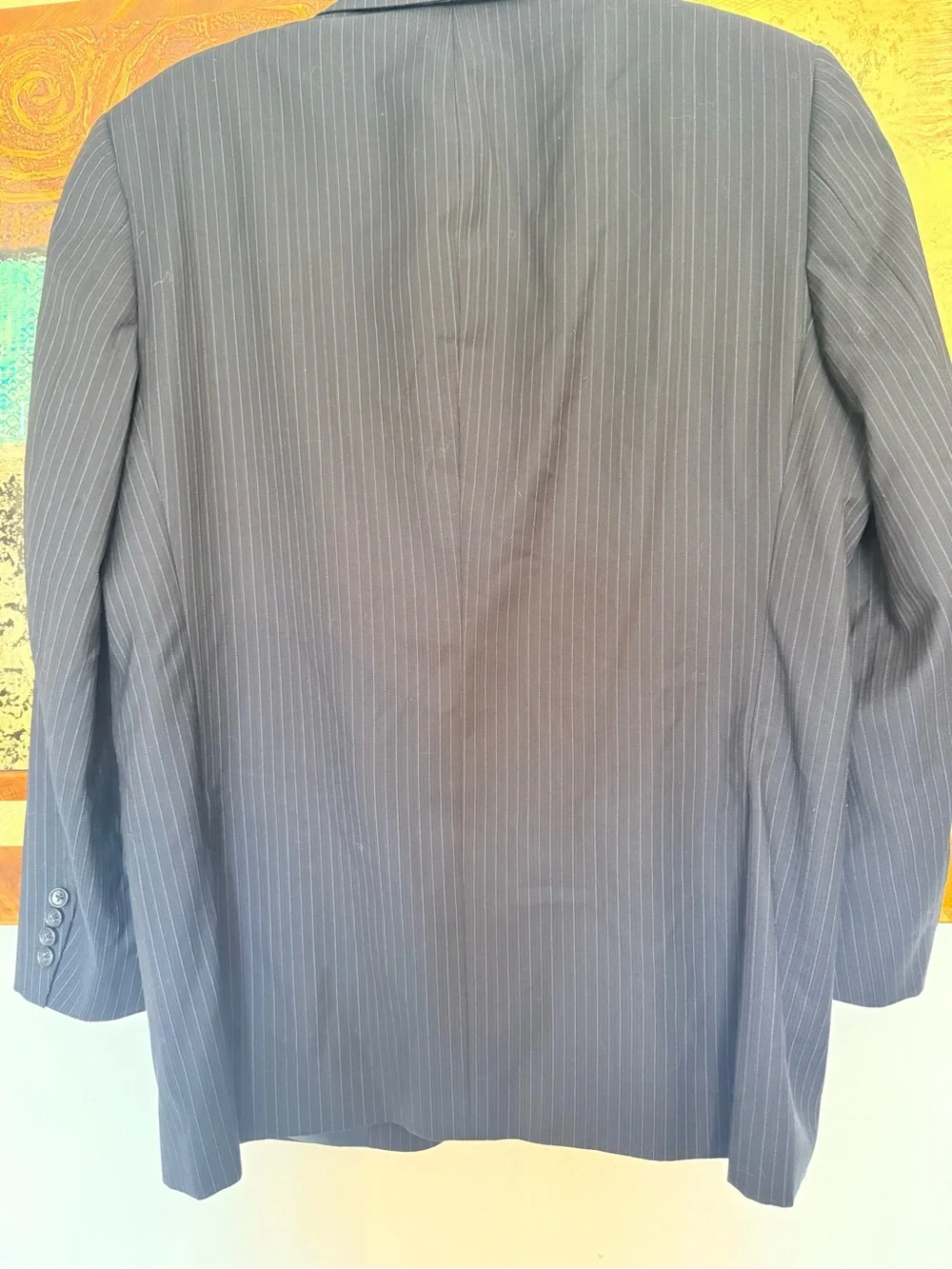 Perry Ellis Black Pinstripe Single-Breasted Suit Jacket